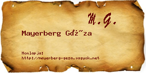 Mayerberg Géza névjegykártya